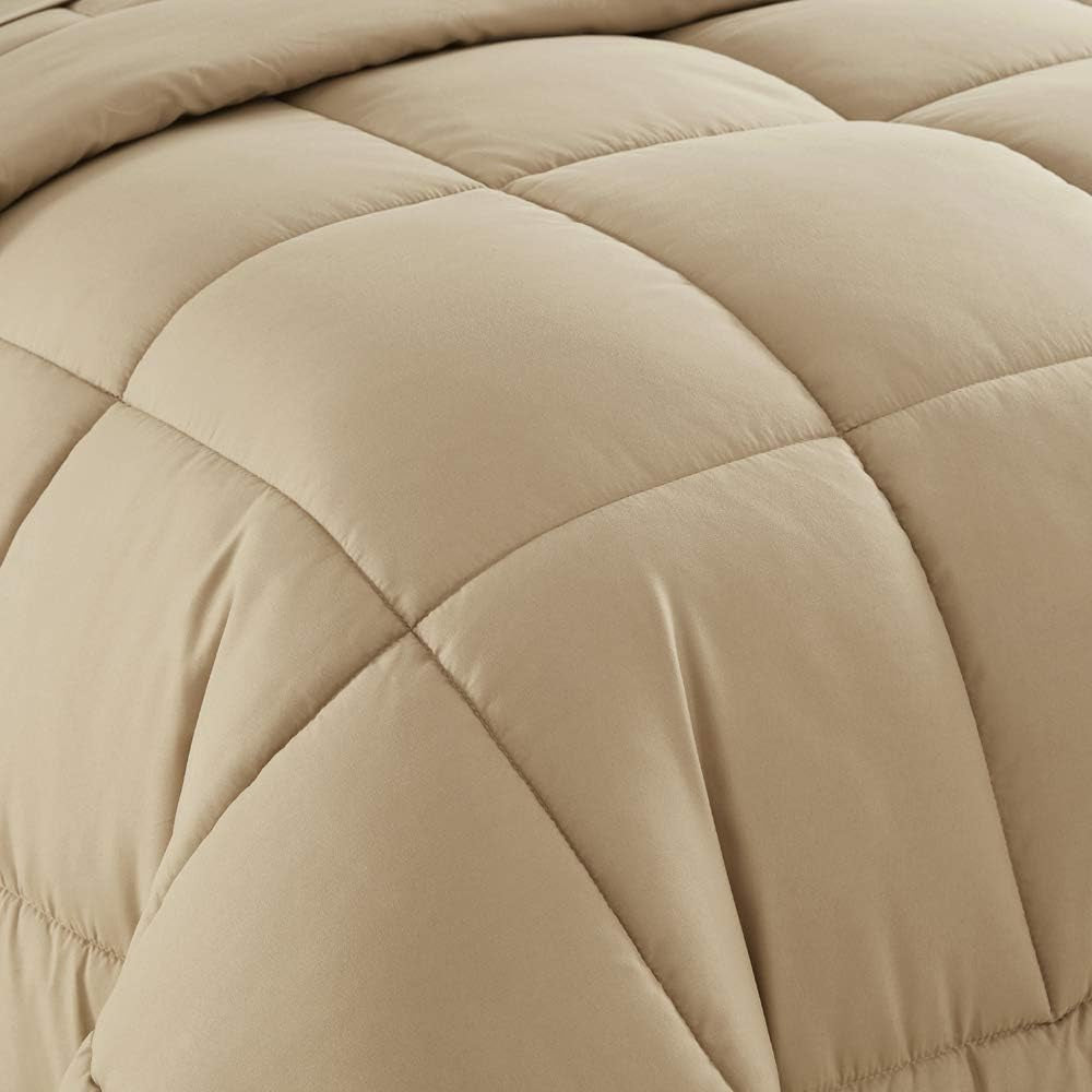 down Alternative Comforter All Season Warmth Luxurious Plush Loft Microfiber Fill Duvet Insert Bedding, Full, Taupe