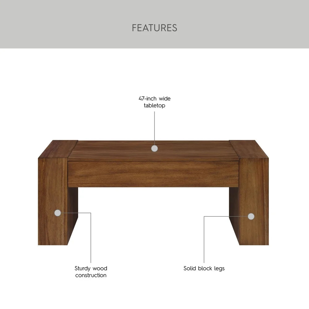 Oversized Coffee Table 47 Inch Modern Design Sturdy Wood Construction Indoor Living Room Furniture Versatile and Stylish