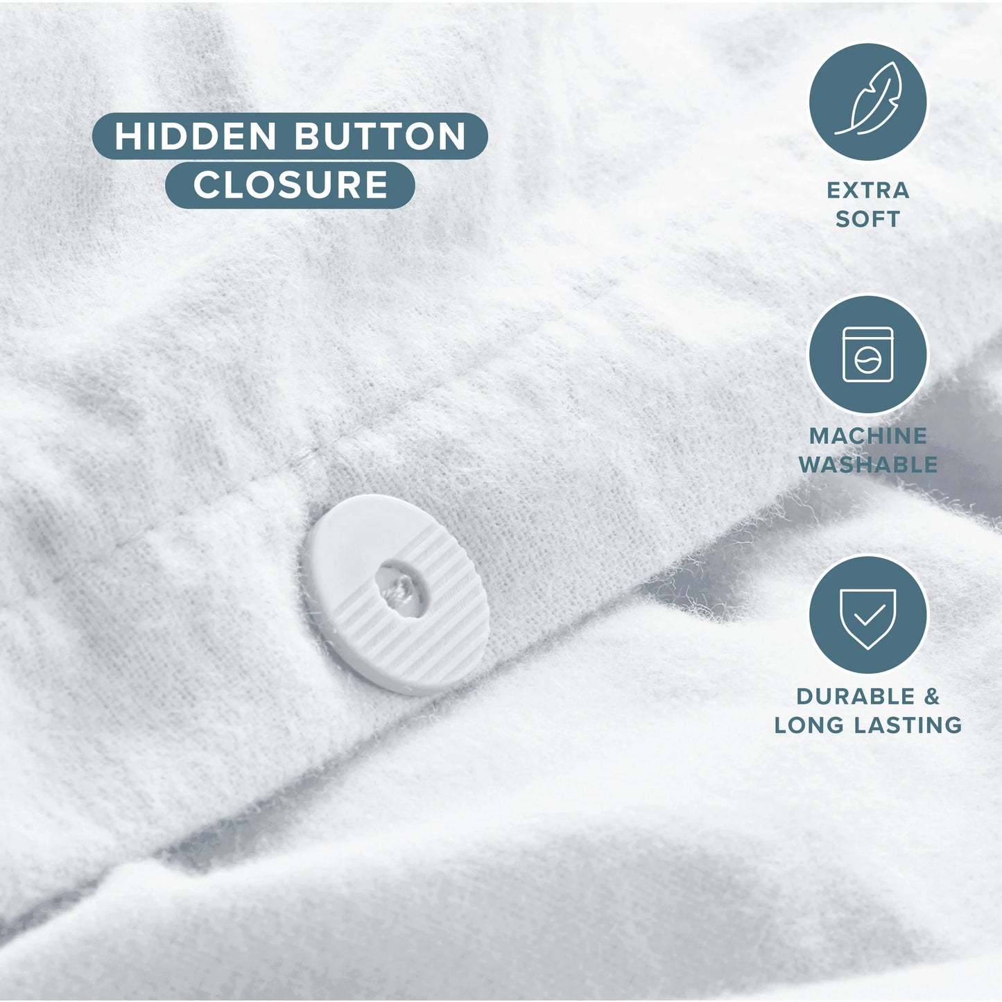 Flannel Duvet Cover Set - 100% Flannel Cotton - Double Brushed - Full/Queen, White