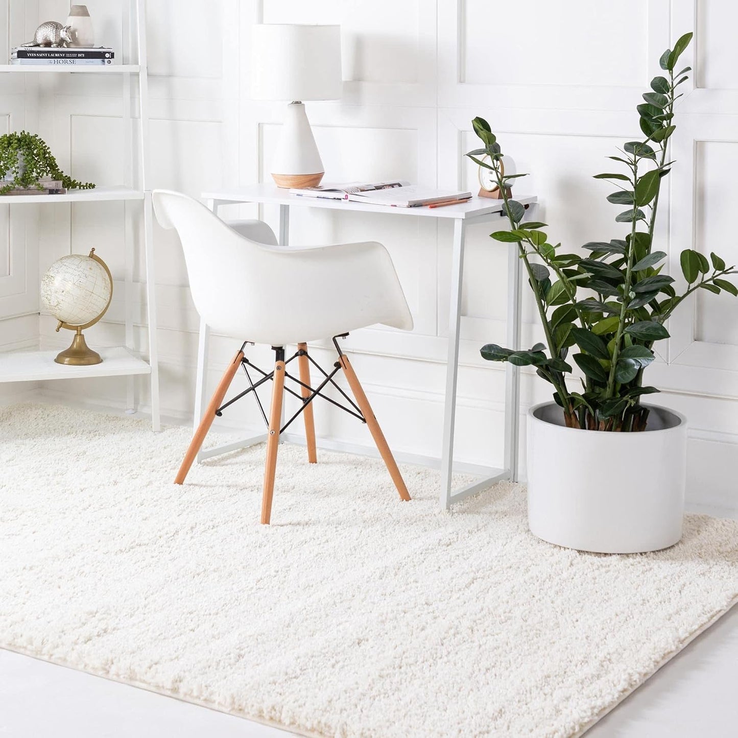 Soft Solid Shag Collection Area Rug – 7X10 White Shag Rug Perfect for Bedrooms, Dining Rooms, Living Rooms
