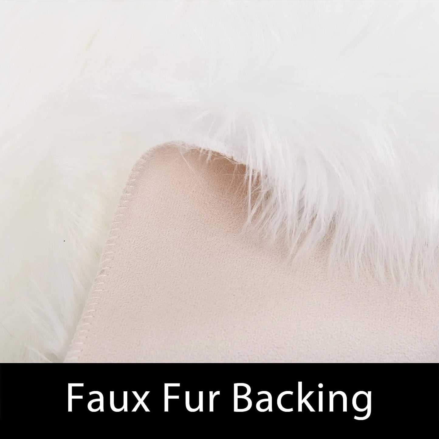 Sheepskin Rug 4X6, Faux Fur Sheepskin Rug for Living Room, Fluffy Washable Rug for Bedroom, Nursery Room, Luxury Room Decor, White Fur Rug, Rectangle
