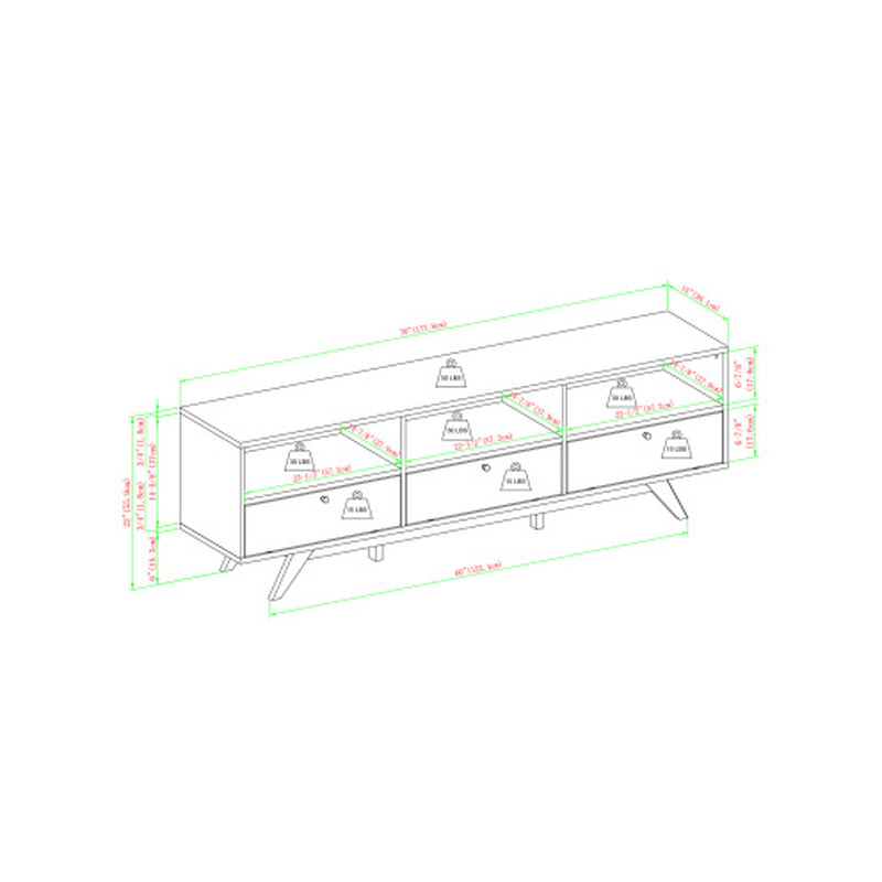 Modern Scandi 3-Door Low Profile TV Stand for Tvs up to 80 Inches Mocha