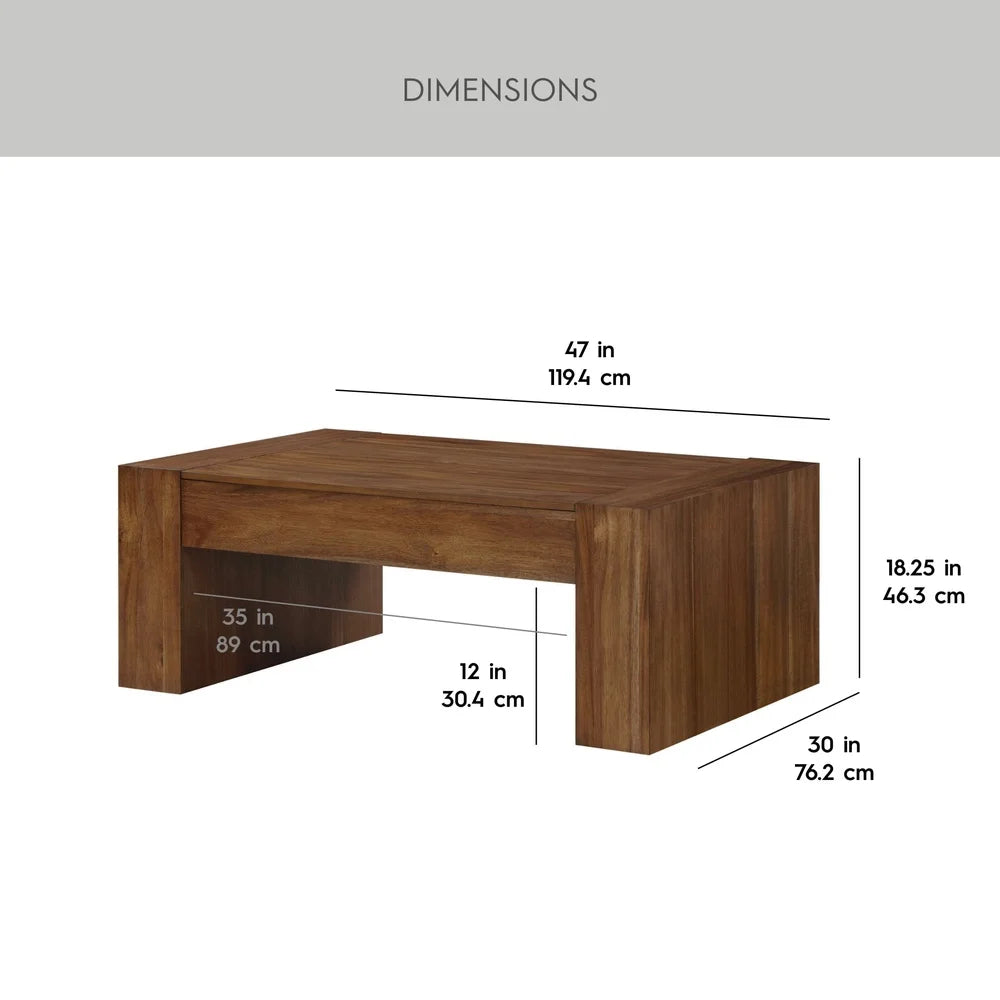 Oversized Coffee Table 47 Inch Modern Design Sturdy Wood Construction Indoor Living Room Furniture Versatile and Stylish