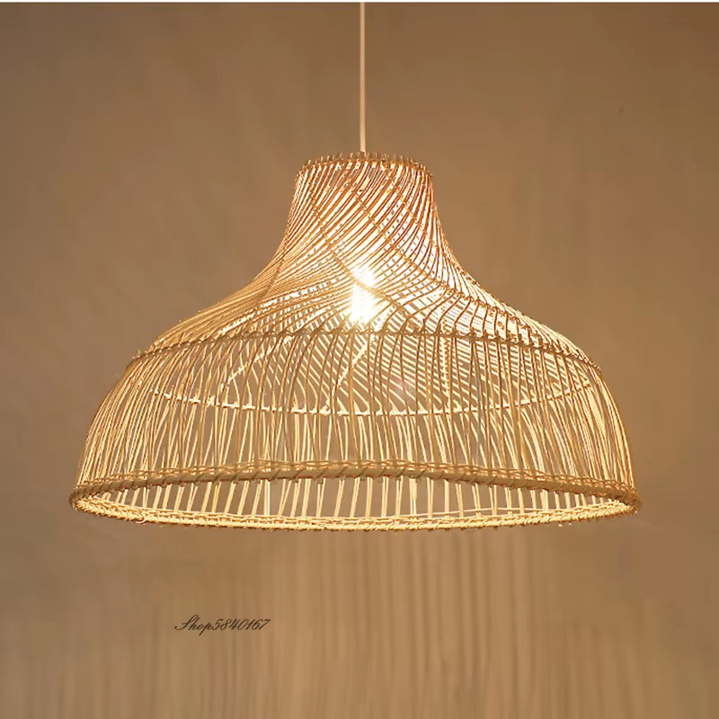 Japanese Rattan Chandelier Vintage Farmhouse Style Ceiling Chandeliers Lighting Led Lights for Dining Room Restaurant Suspension