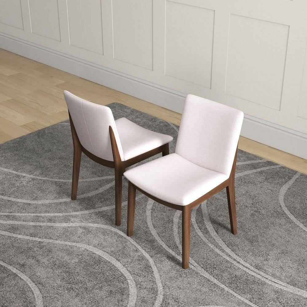 Valentine Mid-Century Modern Beige Fabric Dining Chair (Set of 2)