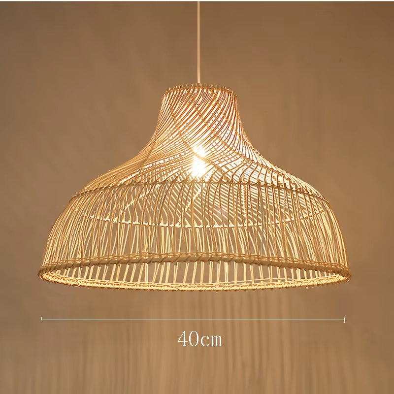 Japanese Rattan Chandelier Vintage Farmhouse Style Ceiling Chandeliers Lighting Led Lights for Dining Room Restaurant Suspension