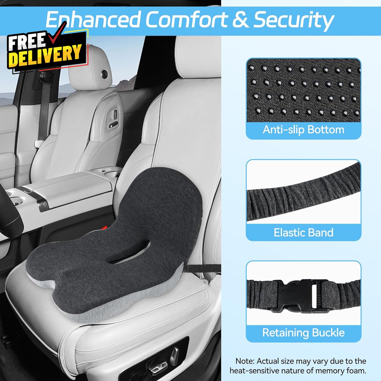 Trucker Seat Cushions for Long Sitting Semi Truck Seat Cushion with Lumbar S....