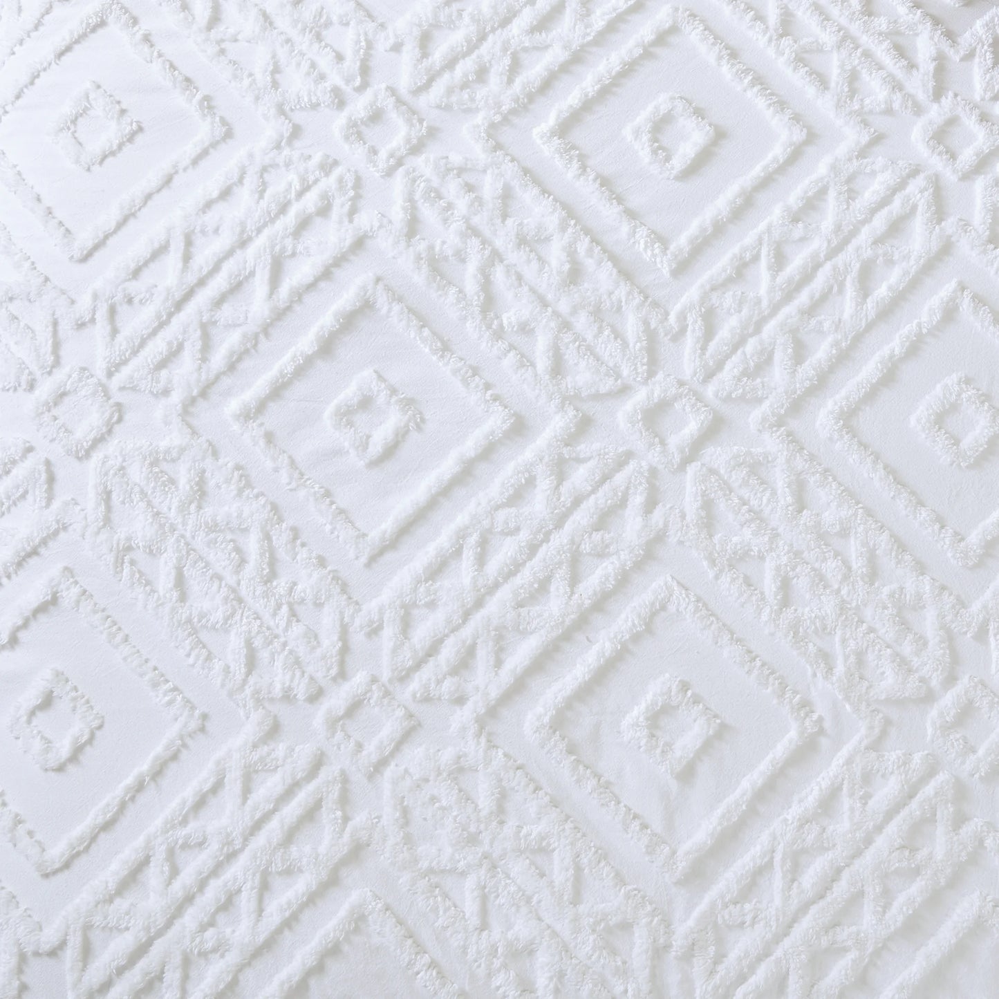 3-Piece White Chenille Cover Duvet Set, Full/Queen