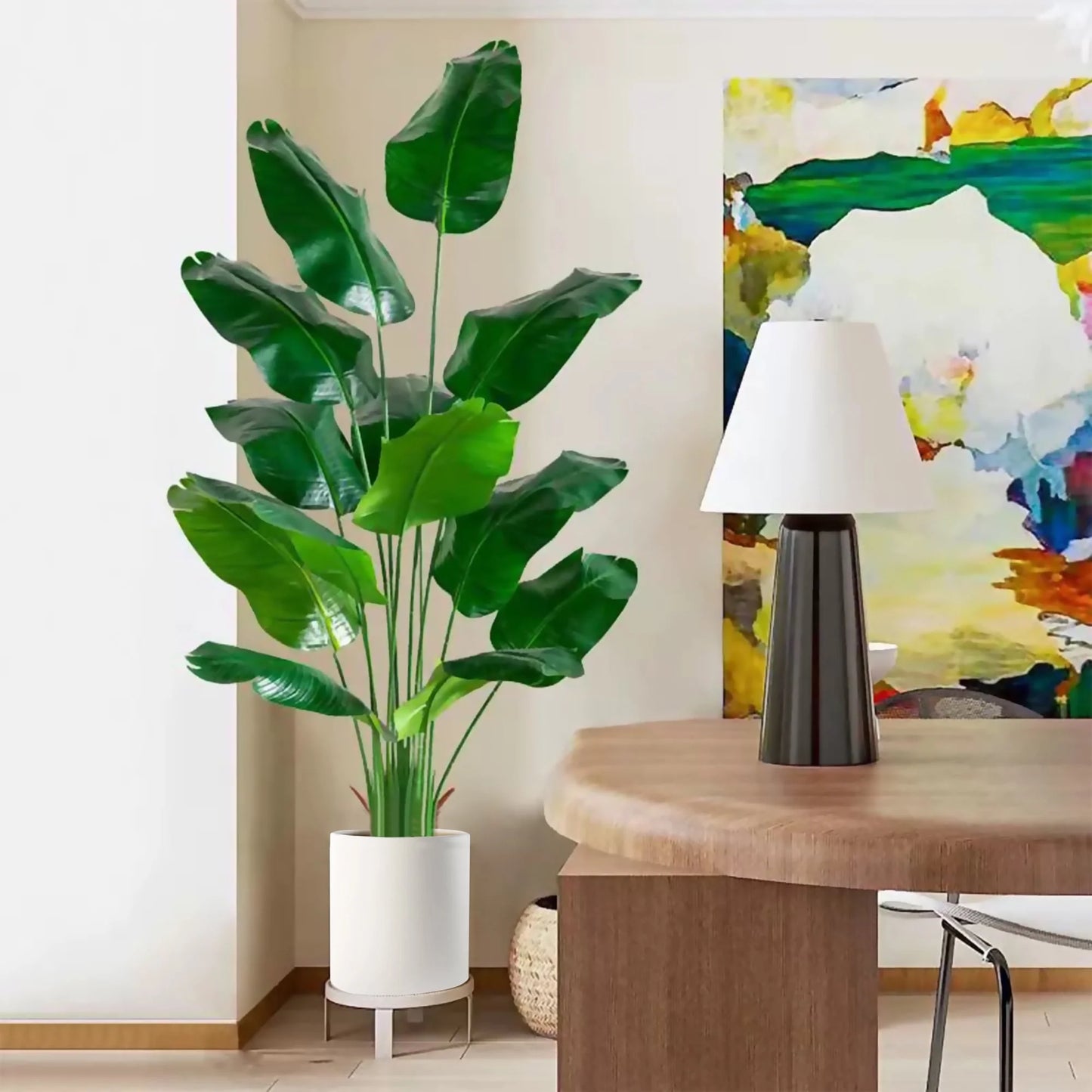 4 Feet Artificial Plant Fake Tropical Palm Tree for Home Office Wedding Valenine Decor