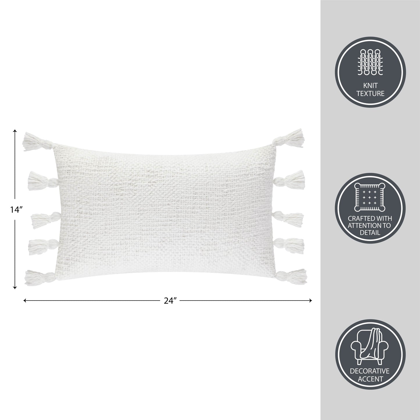 Oblong Decorative Throw Pillow for Adults, 14 in X 24 In