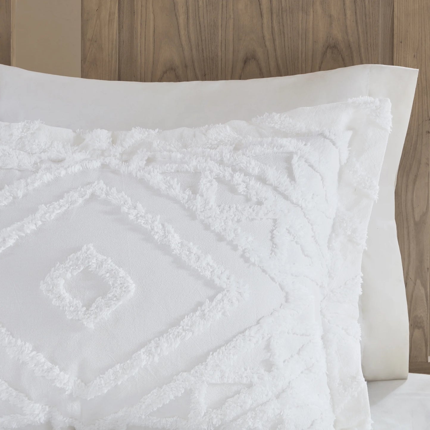 3-Piece White Chenille Cover Duvet Set, Full/Queen