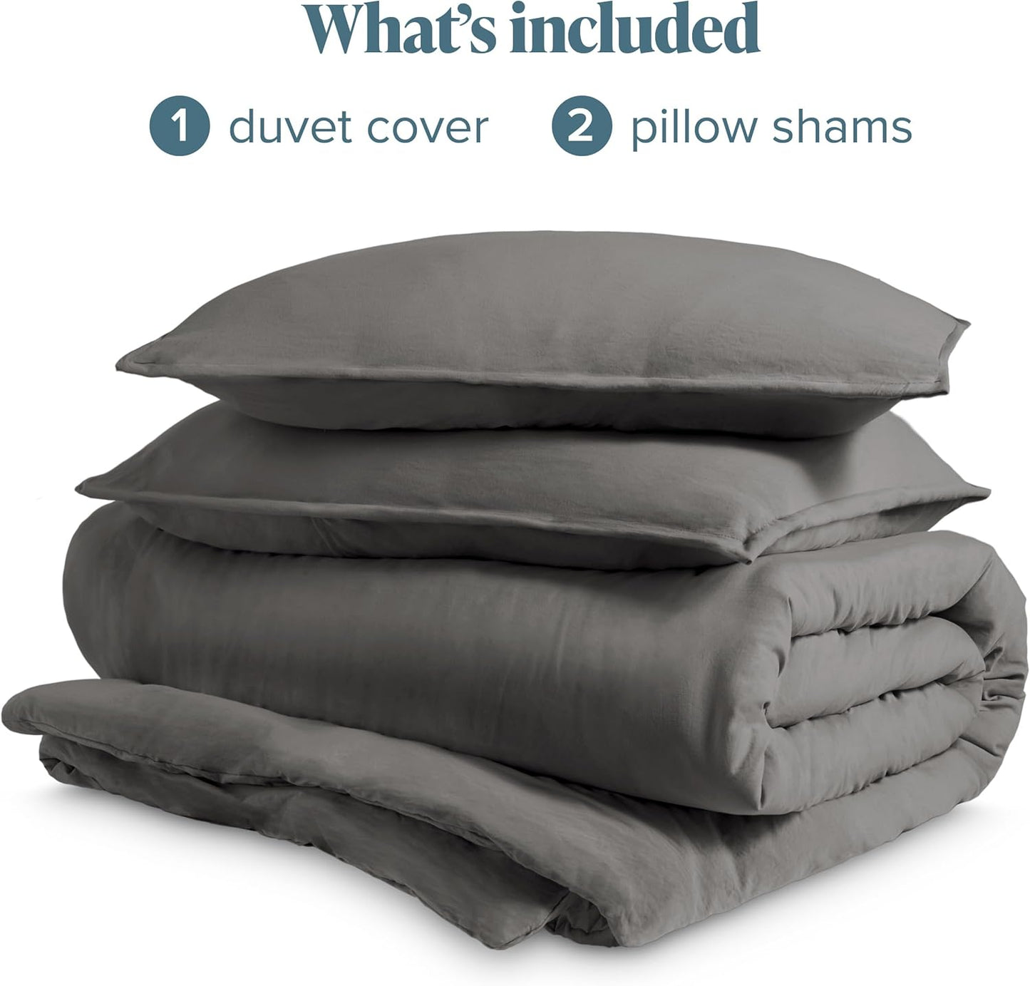 Microfiber Duvet Cover Set - Ultra Soft Washed Microfiber - Oversized Queen Size - Linen-Like Look - Easy Care - Breathable Fabric - Our Softest Duvet Cover Set (Oversized Queen, Grey)