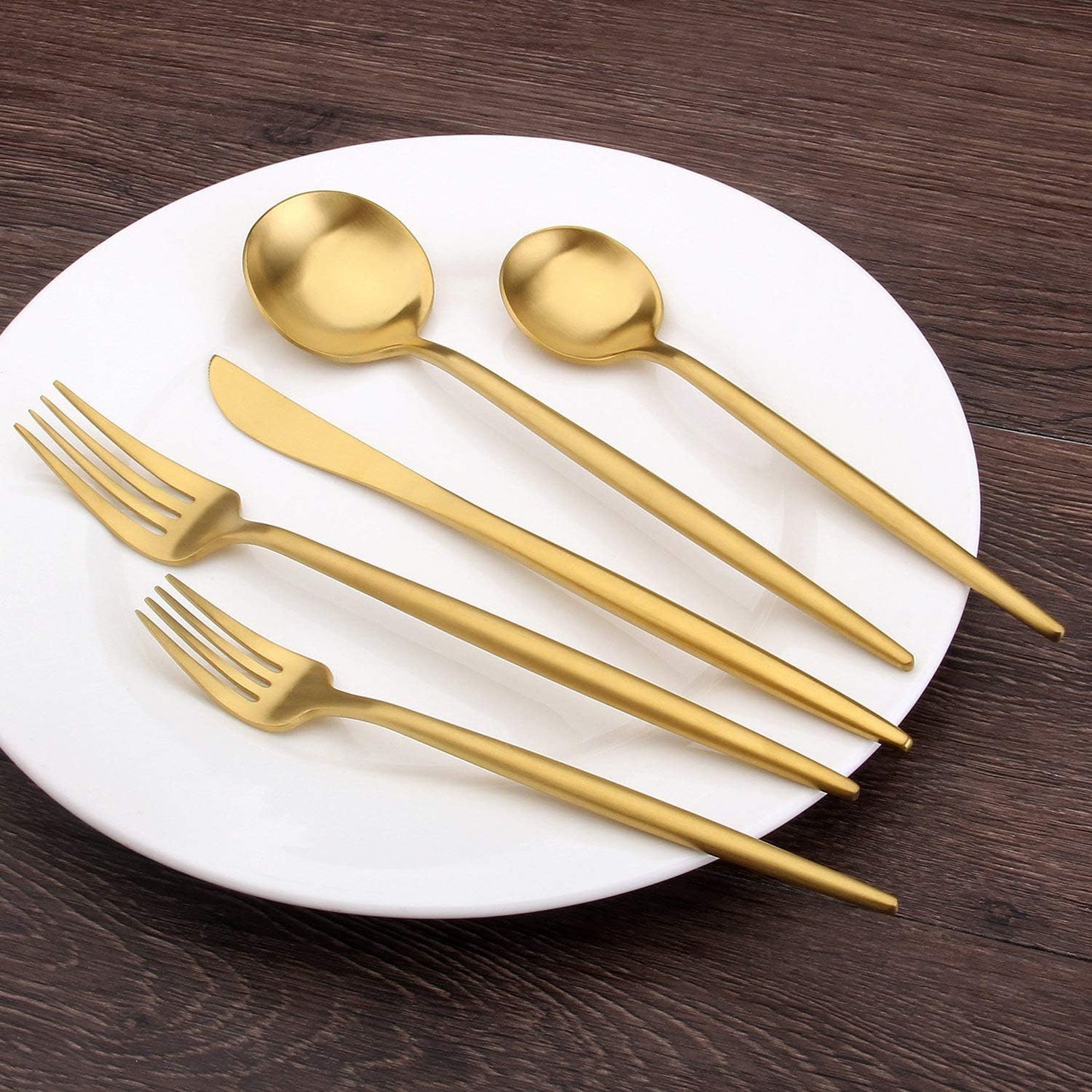 Matte Gold Silverware Set, 20-Piece Stainless Steel Satin Finish Flatware Set Service for 4, Kitchen Utensil Set, Tableware Cutlery Set for Home and Restaurant