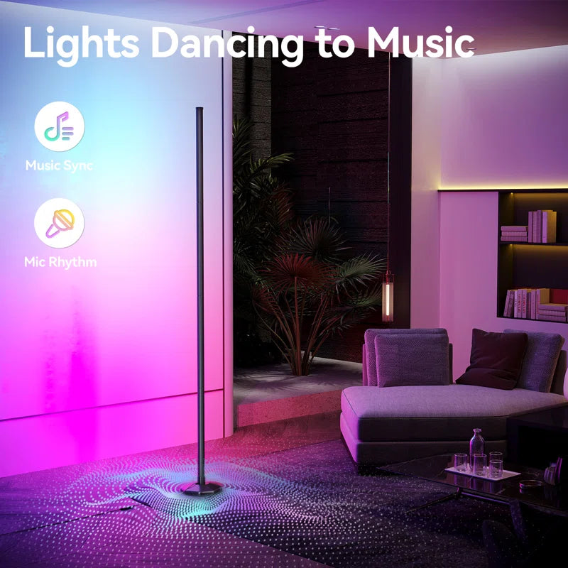 57" Corner Ambient Lighting Lamp with Music Sync & 16 Million Colors, Remote & App Control