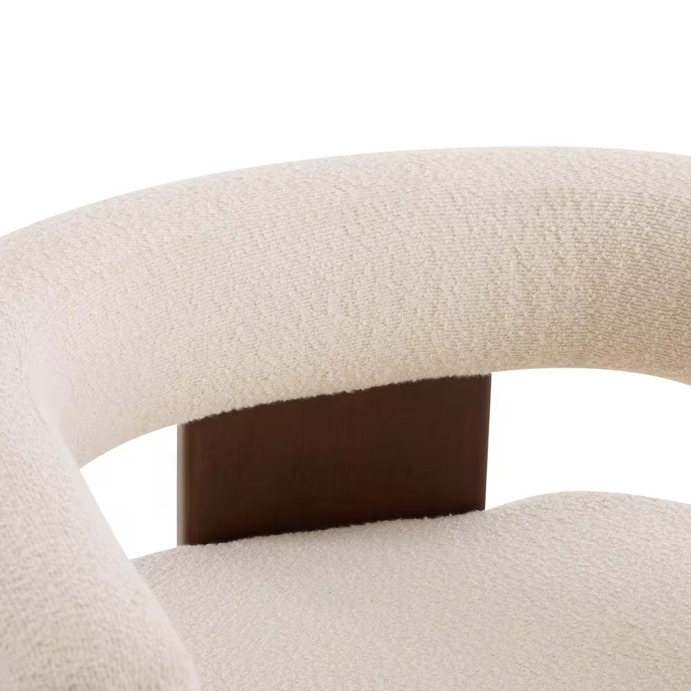 Eryndor Modern Boucle Upholstered Accent Arm Chair, Rubberwood, Beige plus Walnut