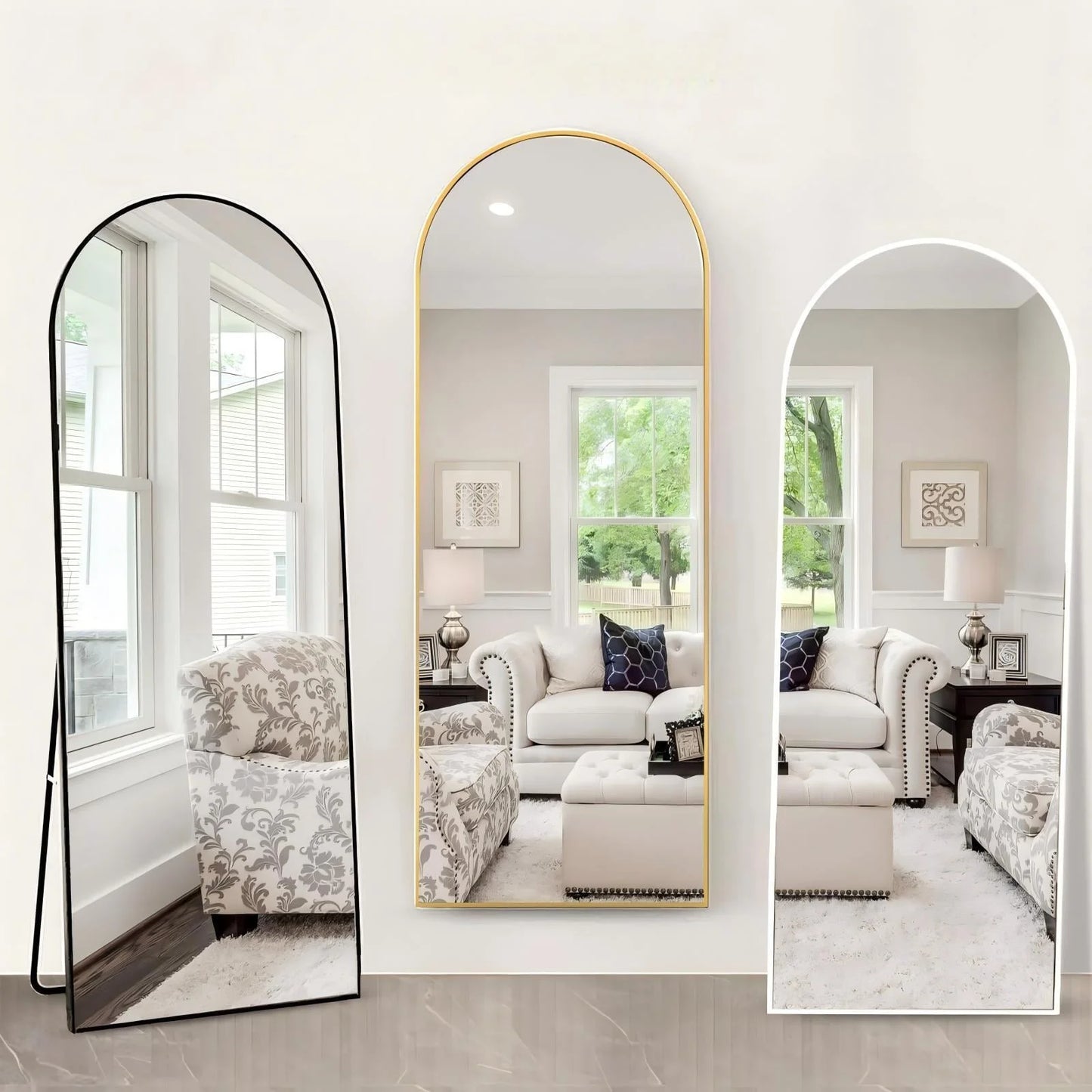 Arched Full Length Floor Mirror 64"X21.1" Full Body Standing Mirror,Gold