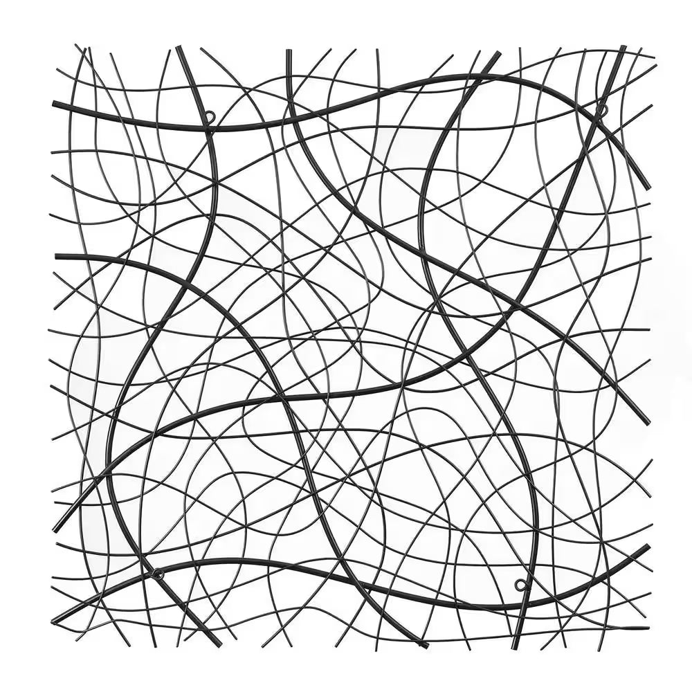 Large Metal Black Abstract Square Wall Art