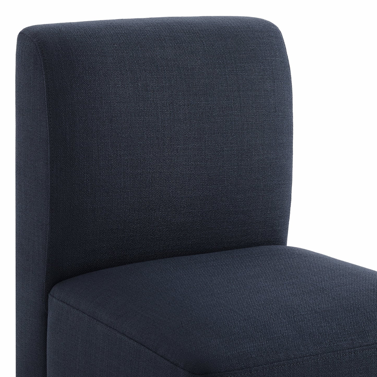 Upholstered Dining Chairs with Casters Set of 2,Modern Armless Accent Chair with Wheels for Bedroom Reading Room Living Room, Blue Fabric
