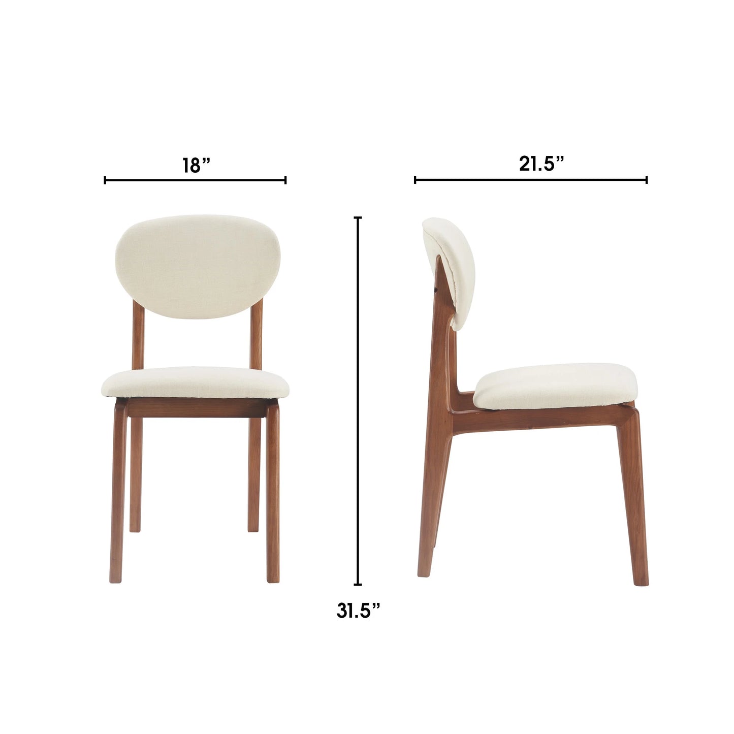 Elle Decor Coralie Dining Chair Set of 2 Buttercream