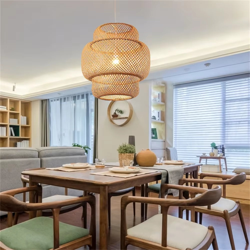 Chinese Classical Bamboo Woven Chandeliers Creative Restaurant Guest House Chinese Rattan Chandeliers