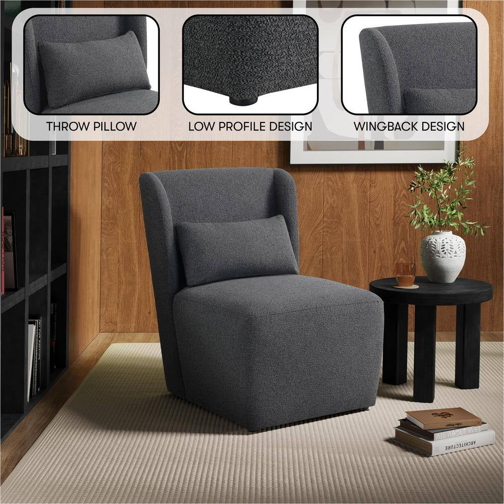 Elaina Charcoal Polyester Armless Accent Club Chair