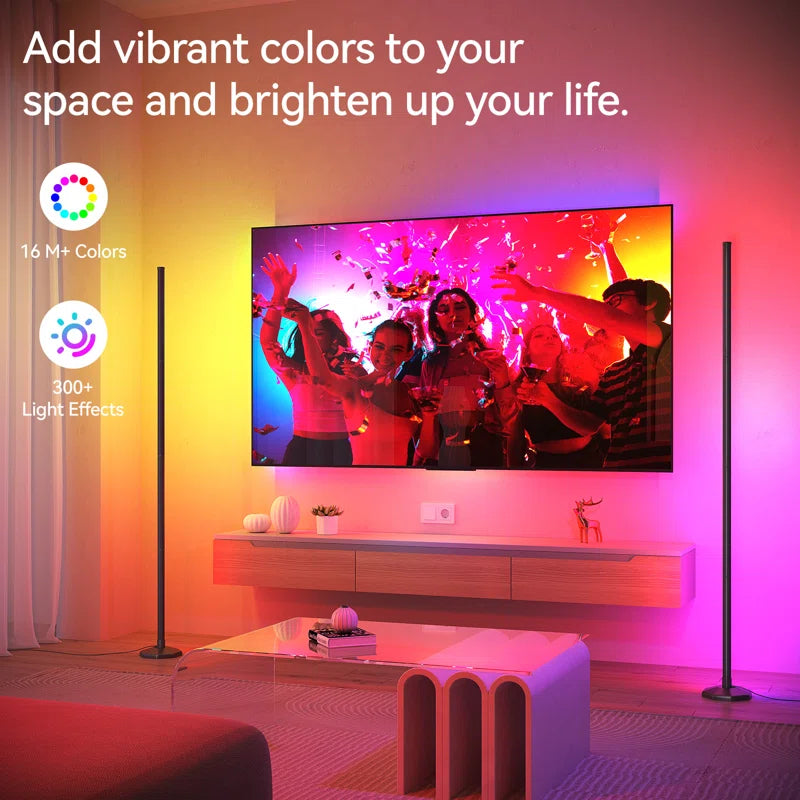 57" Corner Ambient Lighting Lamp with Music Sync & 16 Million Colors, Remote & App Control