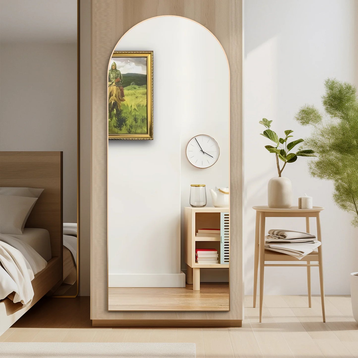 Arch Floor Mirror Arched Mirror Arched Full Length Mirror Wall 65"X24"Full Body Mirror Standing Gold