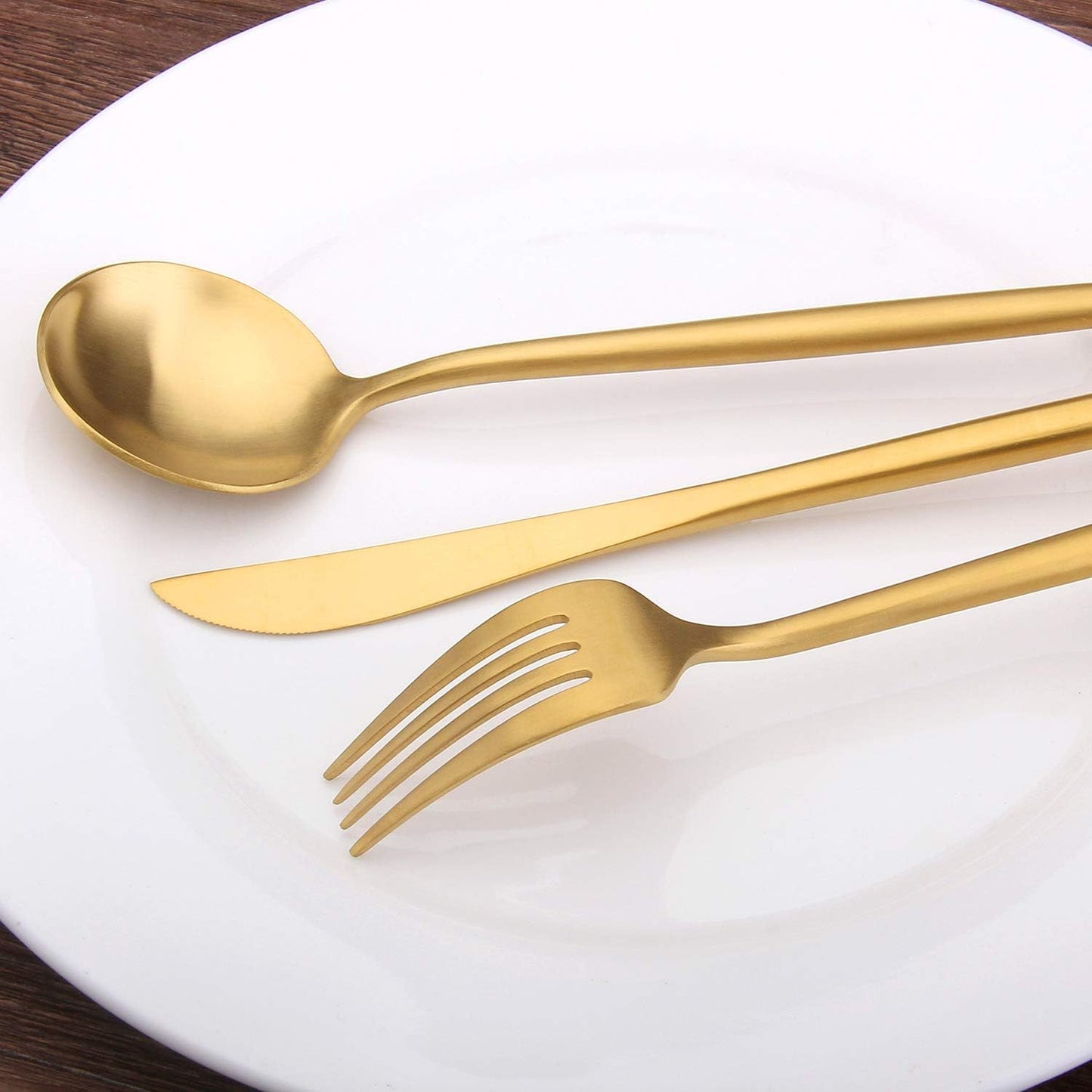 Matte Gold Silverware Set, 20-Piece Stainless Steel Satin Finish Flatware Set Service for 4, Kitchen Utensil Set, Tableware Cutlery Set for Home and Restaurant