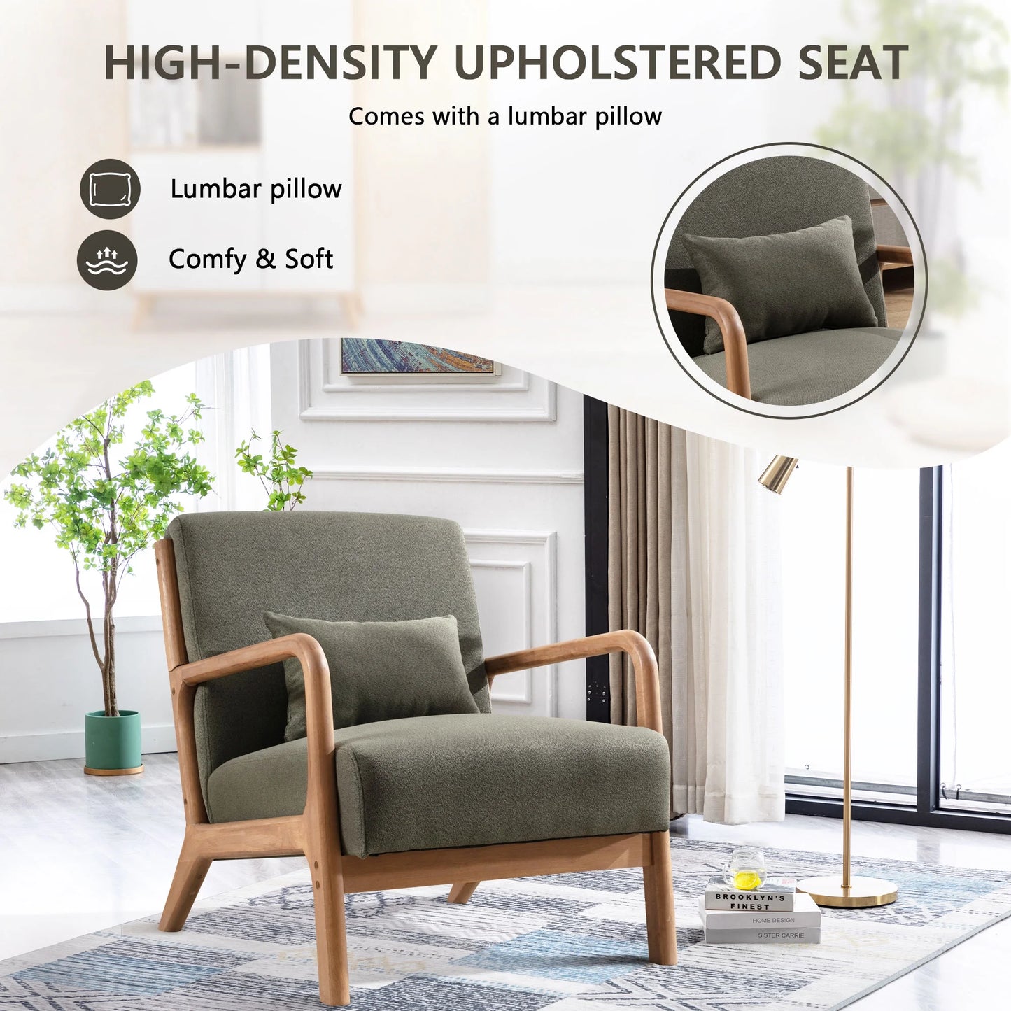 Mid Century Modern Accent Chair, Green
