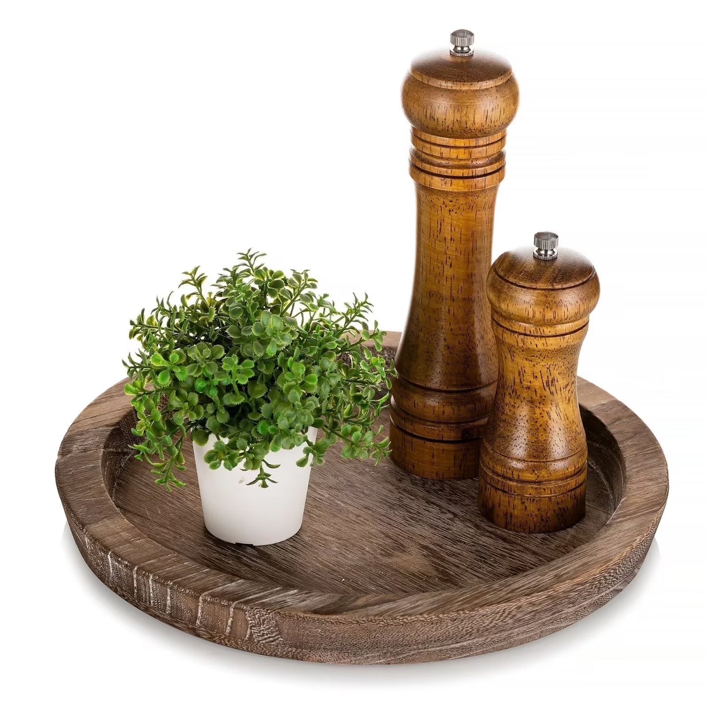 Decorative Candle Tray Decor: round Wooden Trays for Decor,Farmhouse Coffee Table Tray Decor Centerpiece