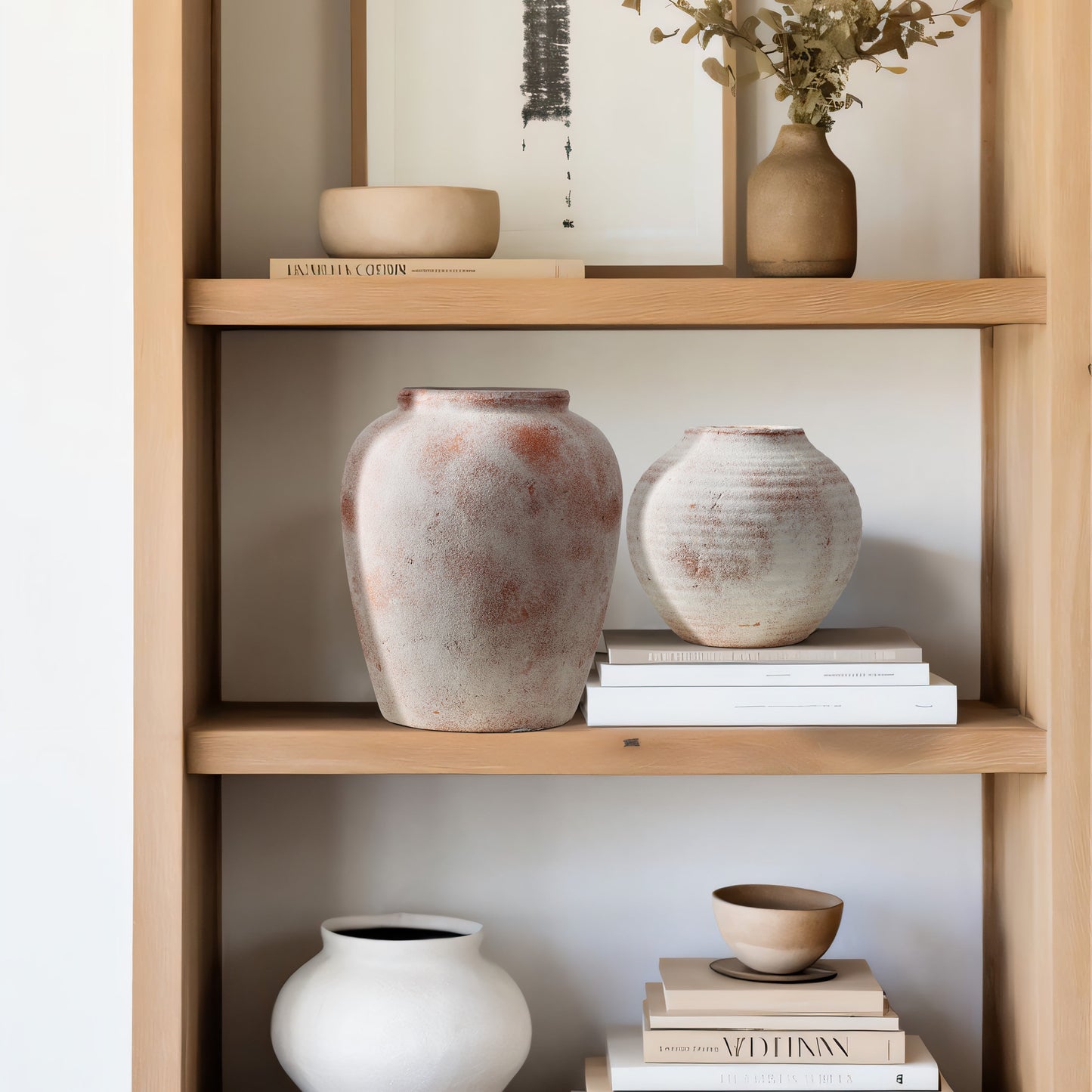 Marble Brown and White 7.5-Inch Tall Terracotta Vase