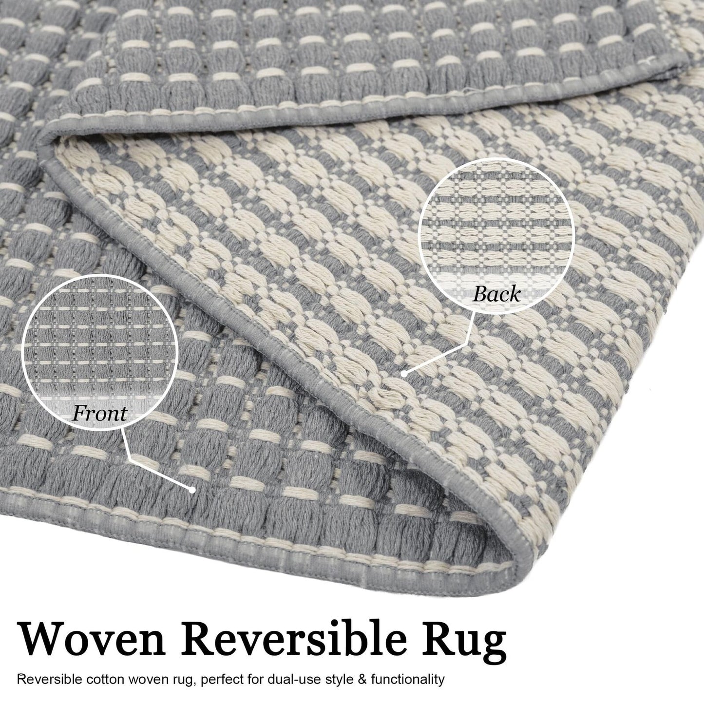 Natural Cotton Woven Area Rug for Entryway 3X5 Washable Boho Reversible Rugs ...