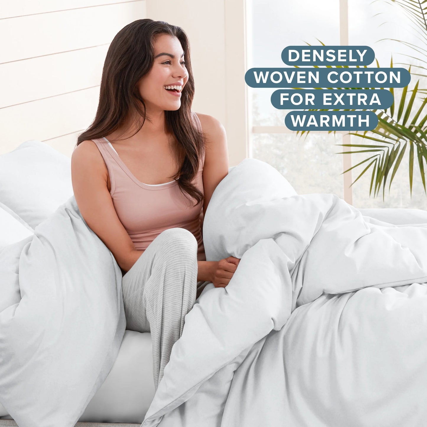 Flannel Duvet Cover Set - 100% Flannel Cotton - Double Brushed - Full/Queen, White