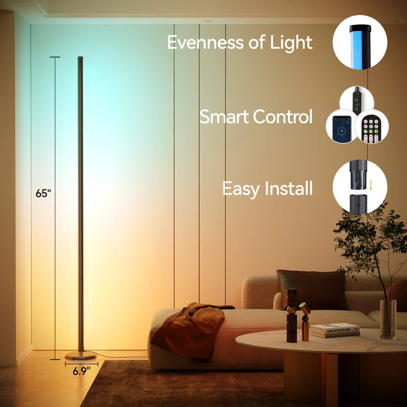 57" Corner Ambient Lighting Lamp with Music Sync & 16 Million Colors, Remote & App Control