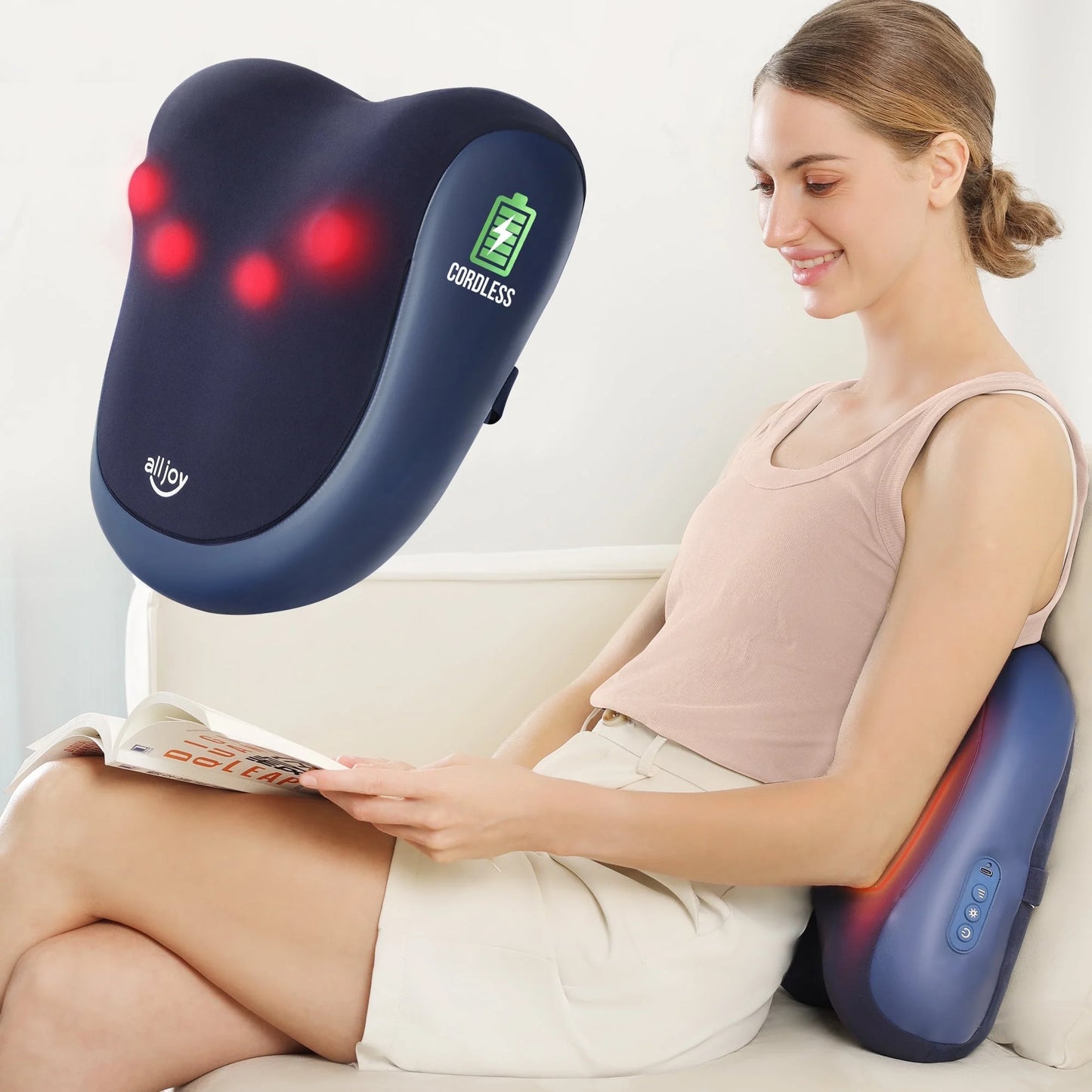Cordless Back Massager with Heat, Shiatsu Neck and Back Massager for Deep Tissue, 3D Kneading Massage Pillow for Neck, Back, and Shoulders, Gifts for Men Women