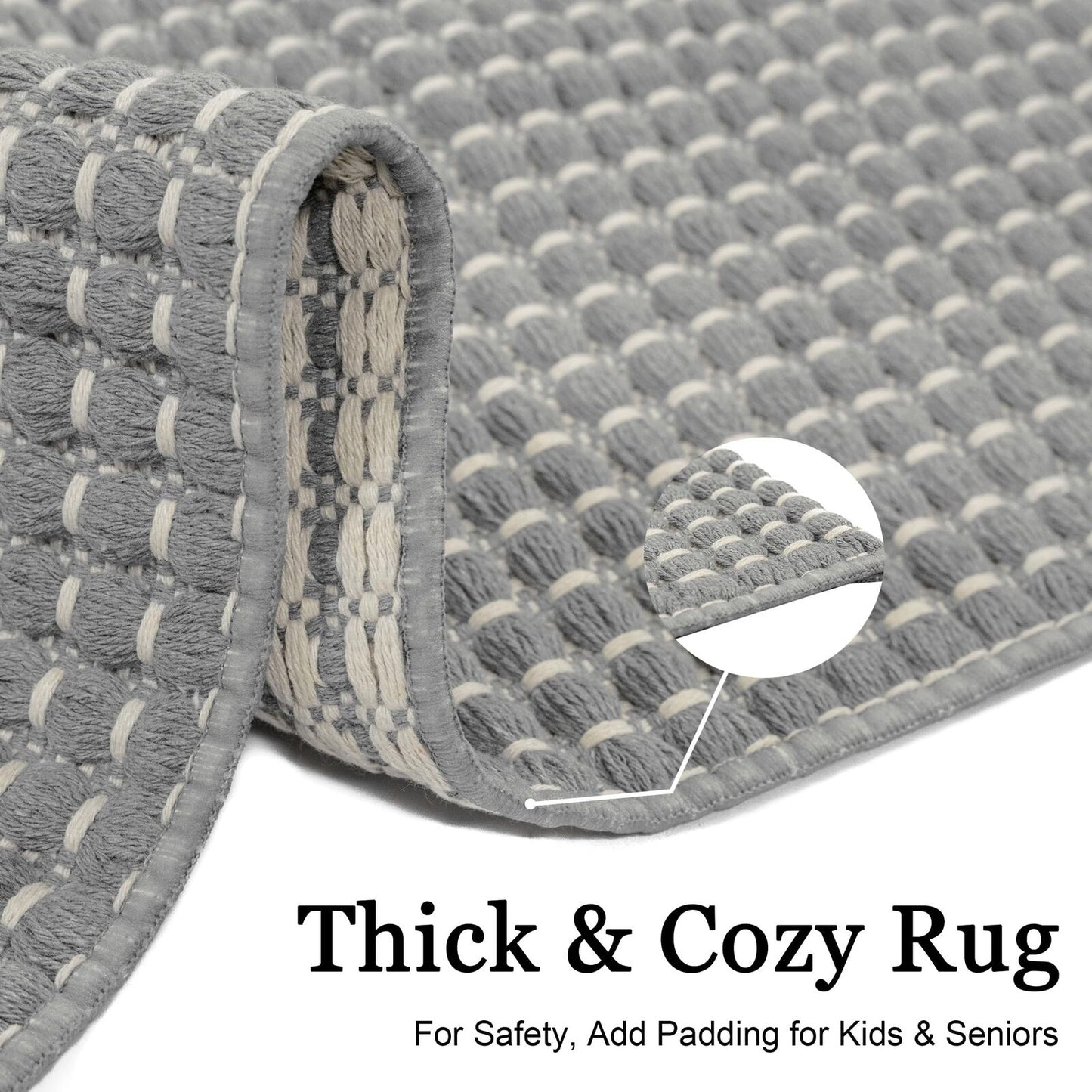 Natural Cotton Woven Area Rug for Entryway 3X5 Washable Boho Reversible Rugs ...