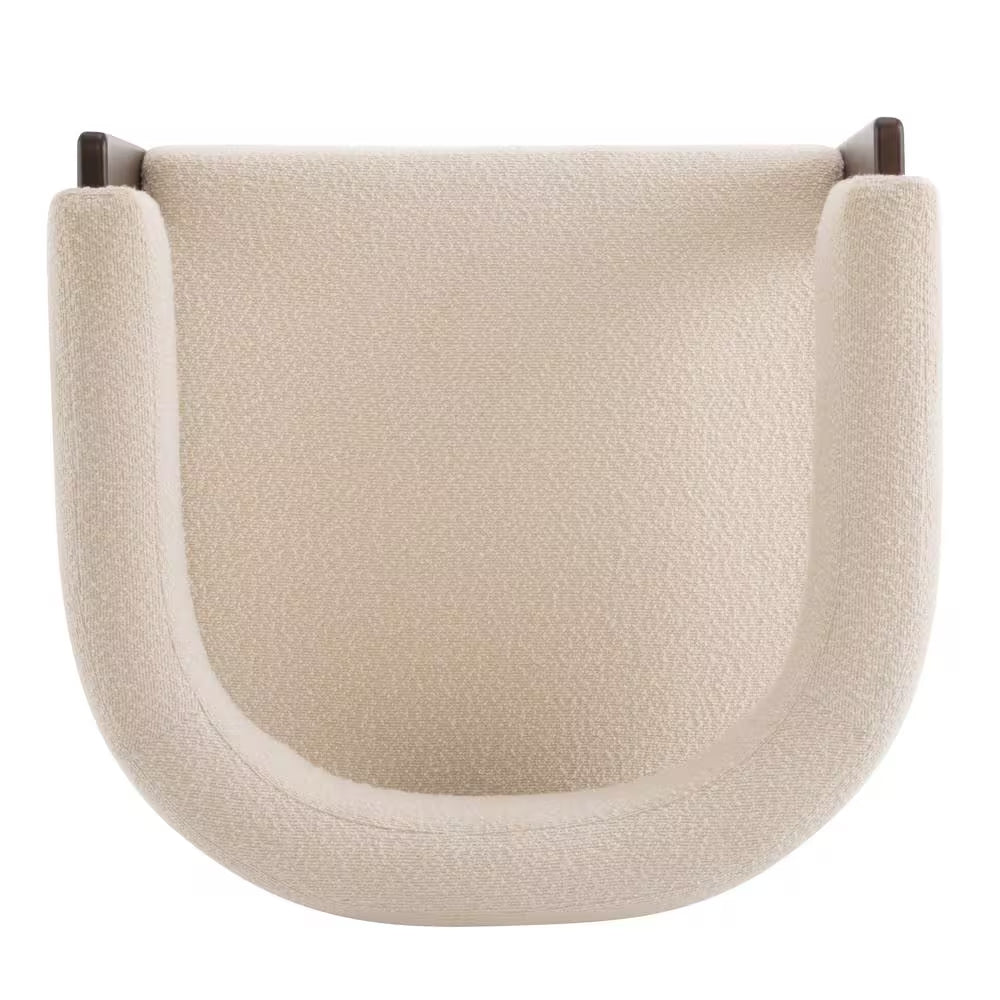 Eryndor Modern Boucle Upholstered Accent Arm Chair, Rubberwood, Beige plus Walnut