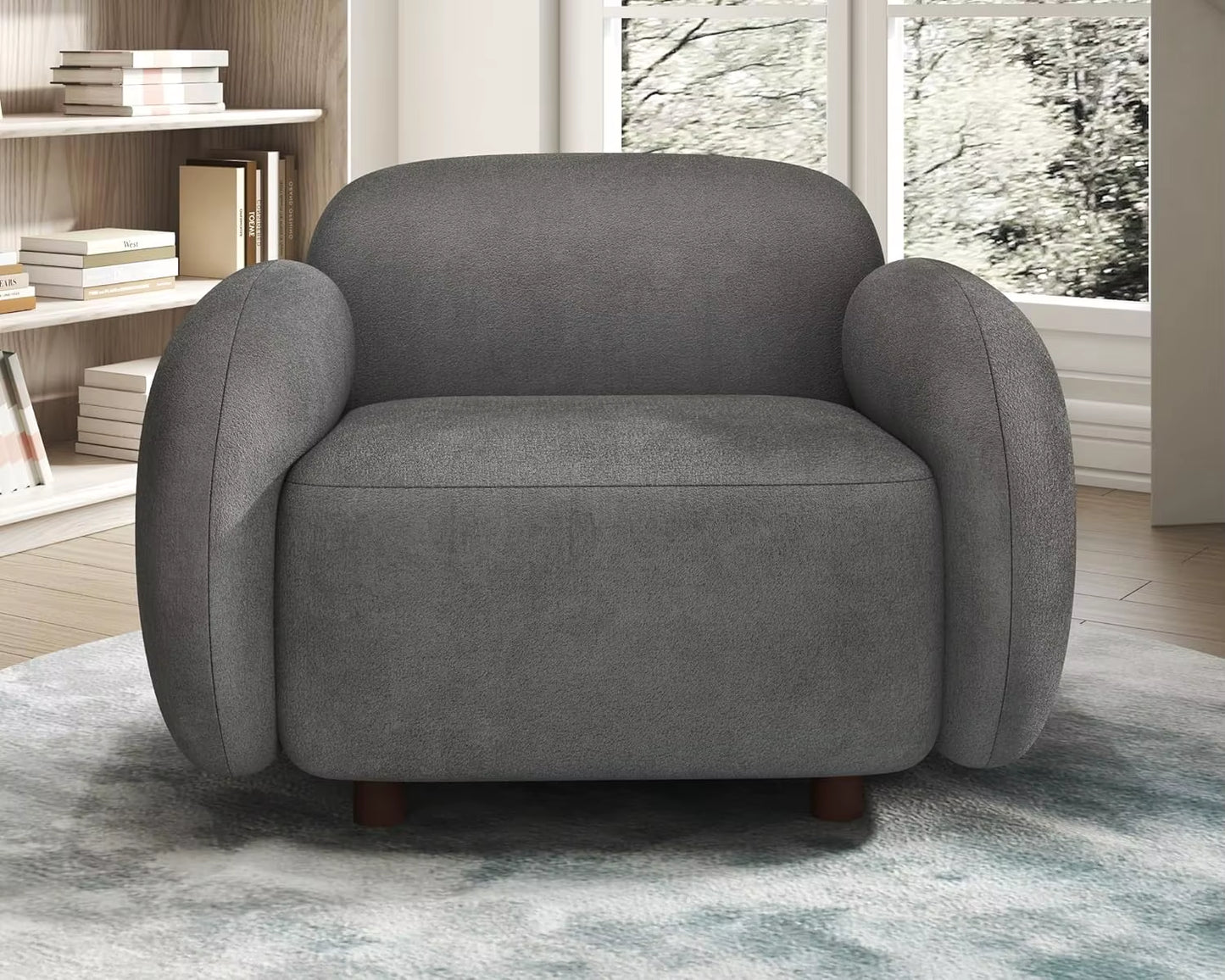 3 Seater Sofa, Modern Couch with Soft Boucle Upholstered, Comfy Cloud Sofa Couch for Living Room Home Office Sherpa Curved Couch