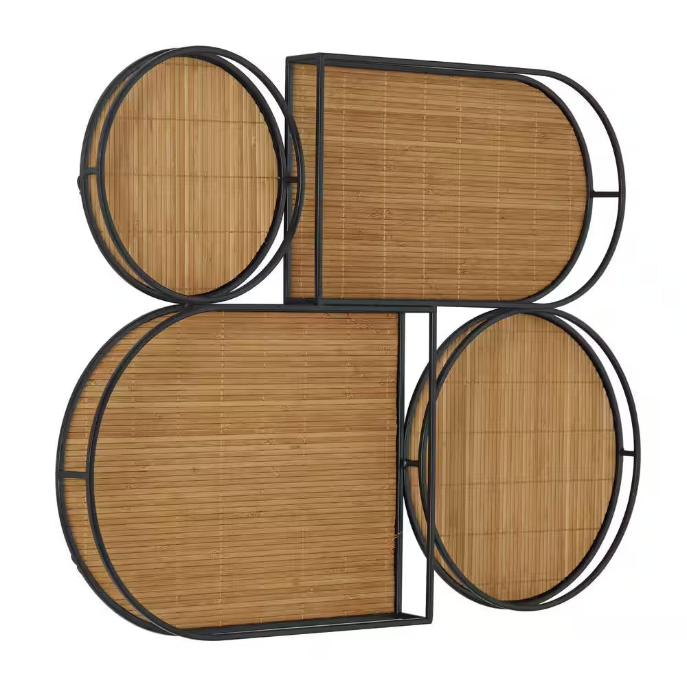21 In. X 28 In. Brown Bamboo Modern Abstract Wall Decor