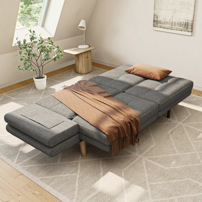 Nazeer 70.9" Futon Loveseat Sofa, Reclining Linen Sofa Bed