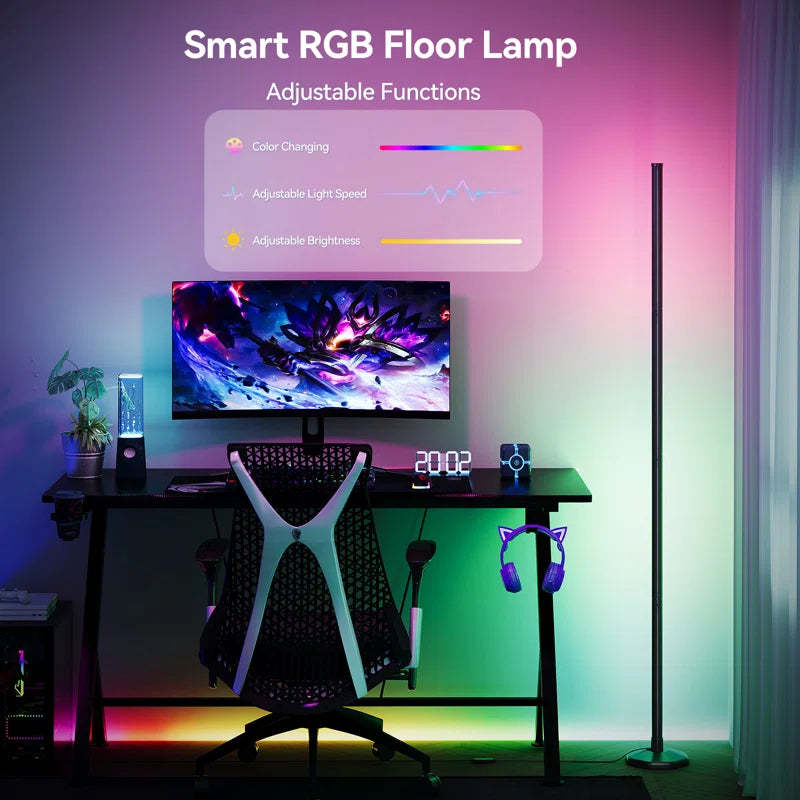 57" Corner Ambient Lighting Lamp with Music Sync & 16 Million Colors, Remote & App Control