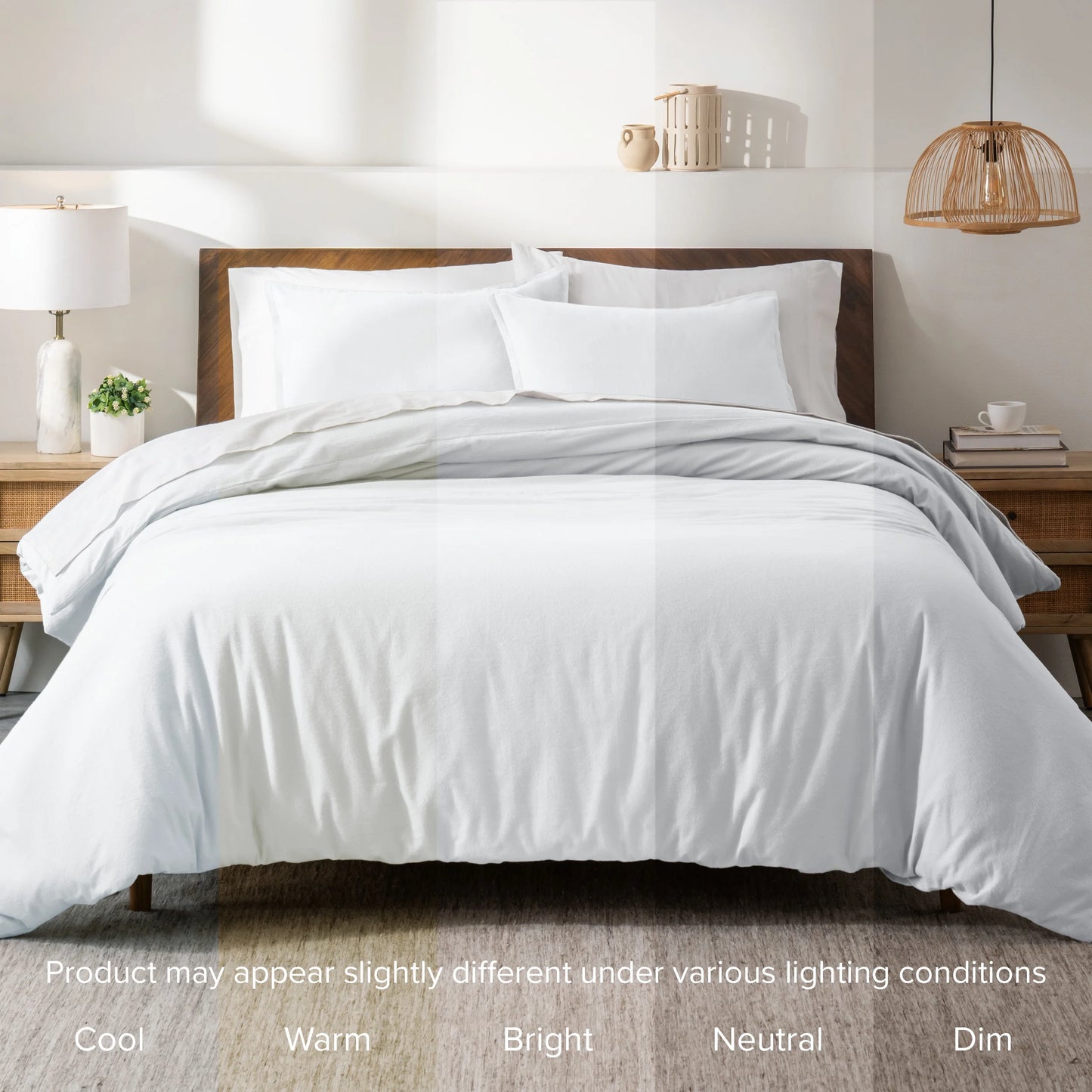 Flannel Duvet Cover Set - 100% Flannel Cotton - Double Brushed - Full/Queen, White