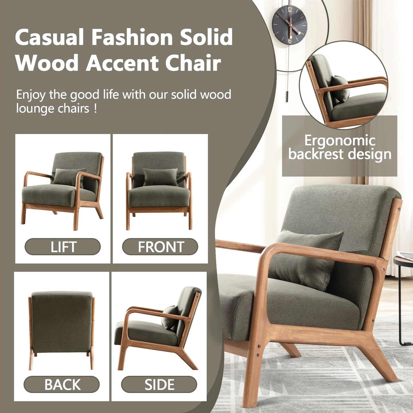 Mid Century Modern Accent Chair, Green