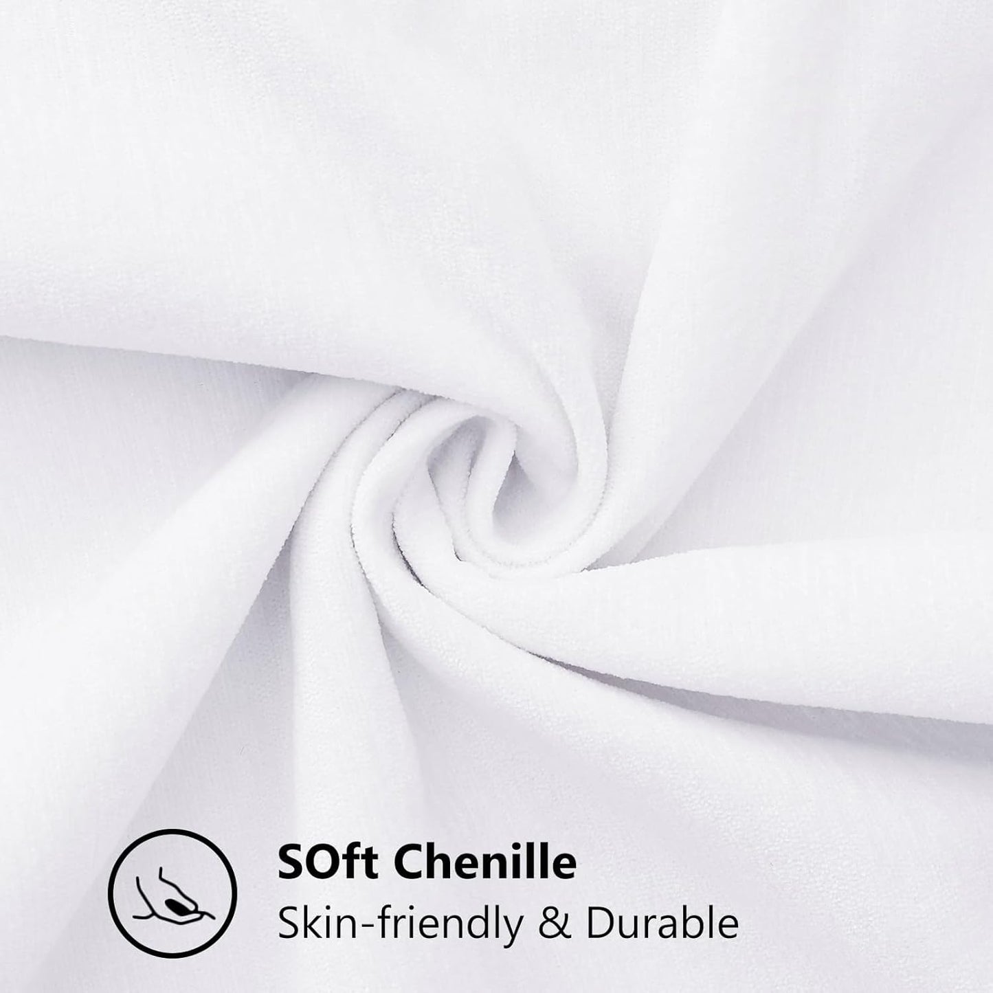 Chenille Soft Throw Pillow Covers 26X26 Set of 2, Farmhouse Velvet Neutral Decorative Euro Pillow Covers with Stitched Edge for Couch Sofa Bed Home Decor, White