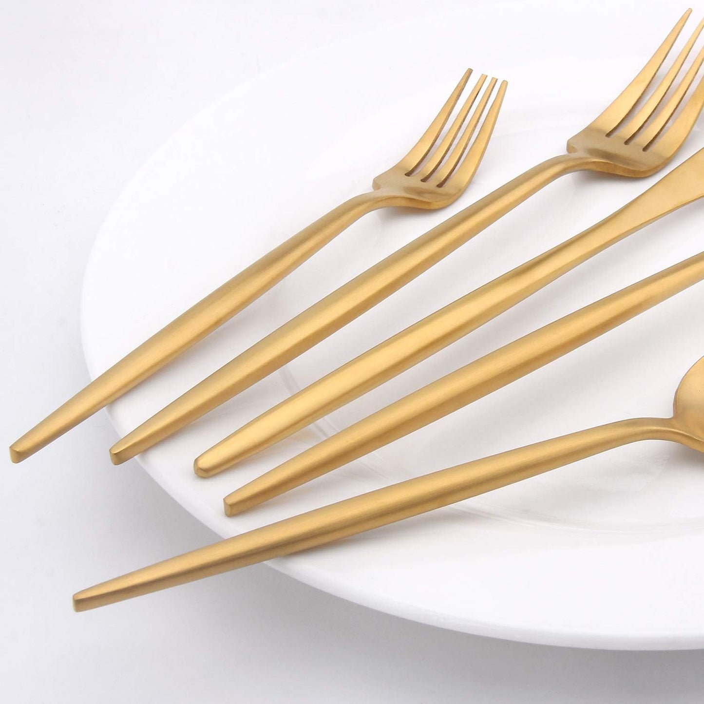 Matte Gold Silverware Set, 20 Piece Stainless Steel Cutlery Flatware Set, Kitchen Utensil Sets for 4, Tableware with Knife Spoons and Forks Set, Satin Finished Polished