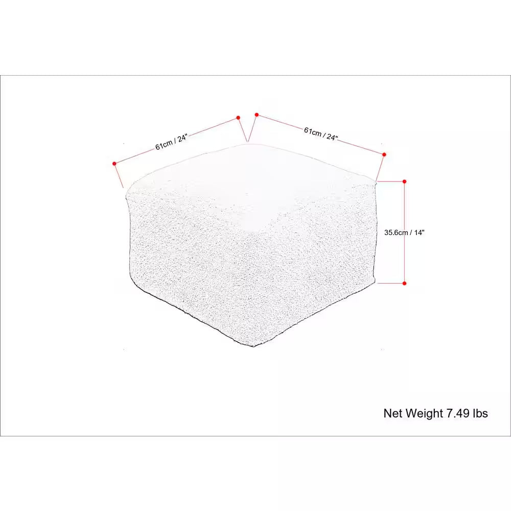 Chantal Contemporary Square Pouf in Ivory Boucle