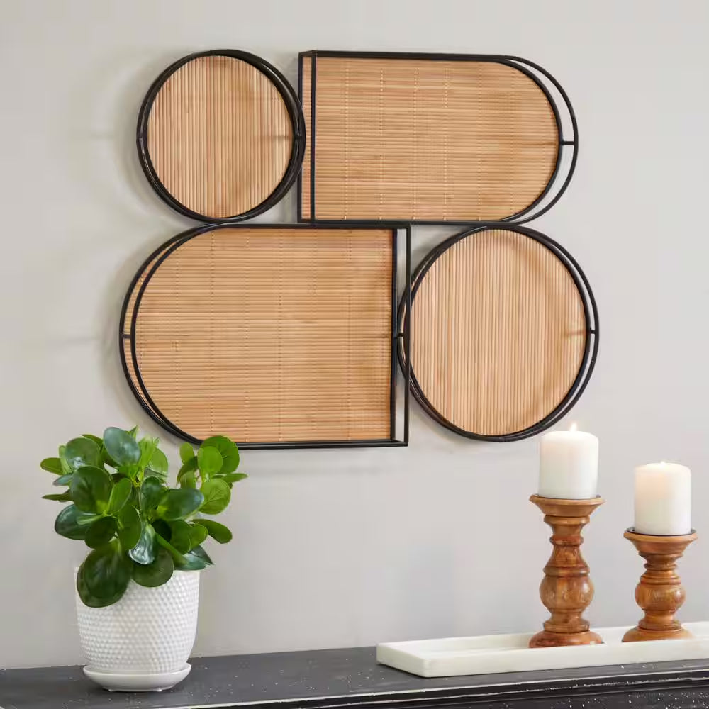 21 In. X 28 In. Brown Bamboo Modern Abstract Wall Decor