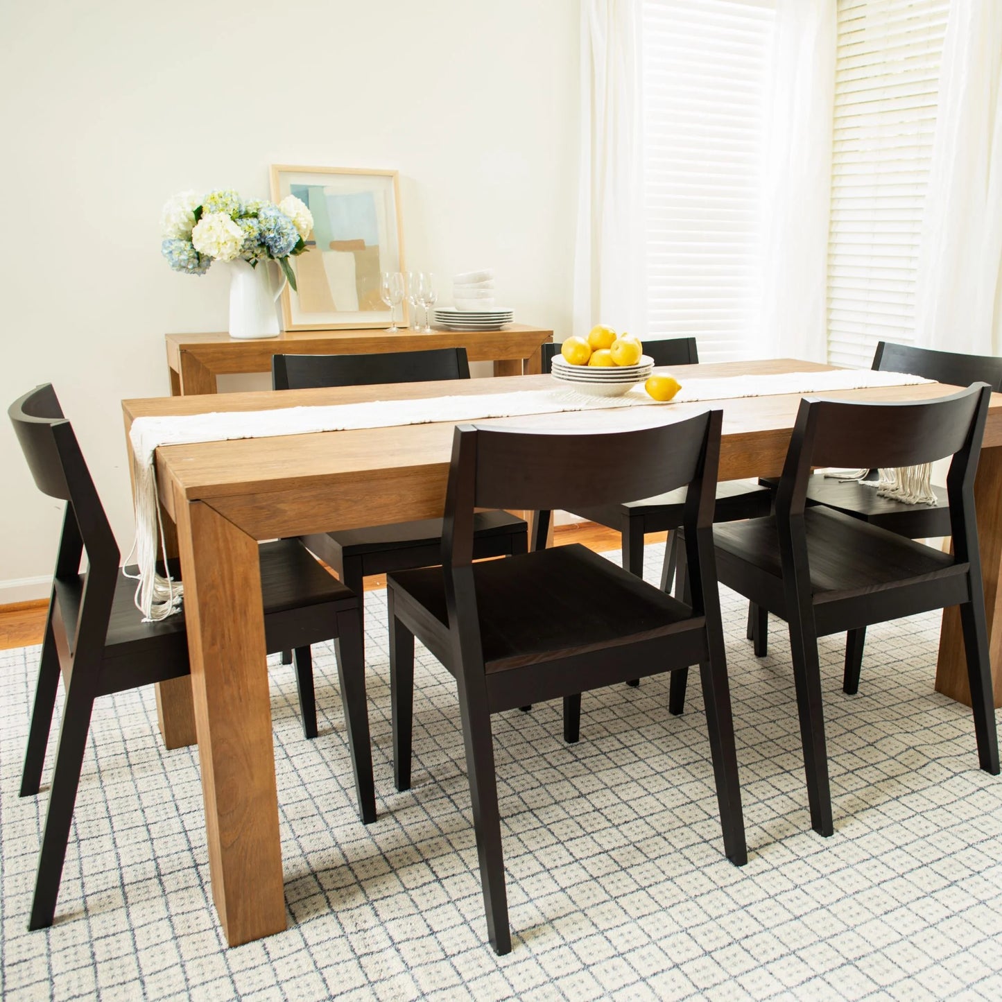 72" Modern Dining Table for 6, Solid Wood Rectangular Dining Table for Kitchen/Dining Room, Pecan Wirebrush