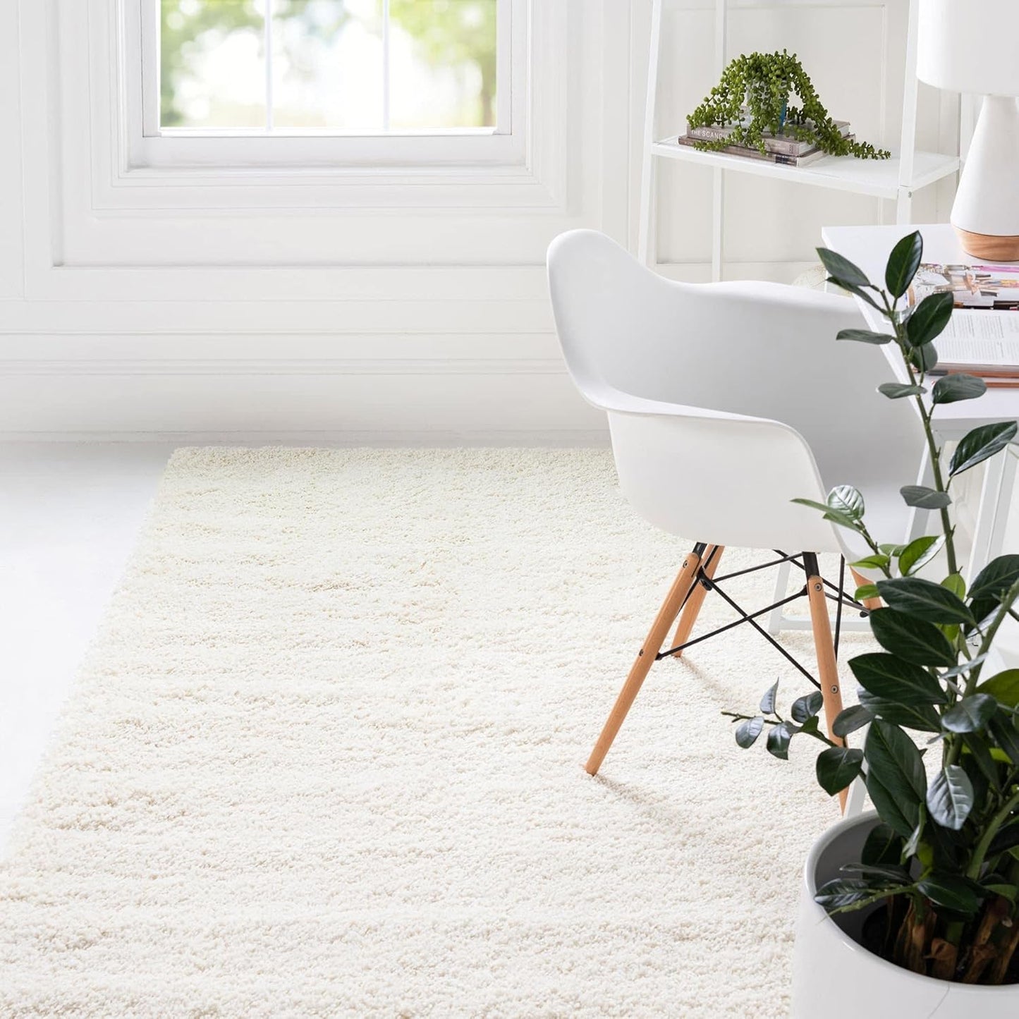 Soft Solid Shag Collection Area Rug – 7X10 White Shag Rug Perfect for Bedrooms, Dining Rooms, Living Rooms