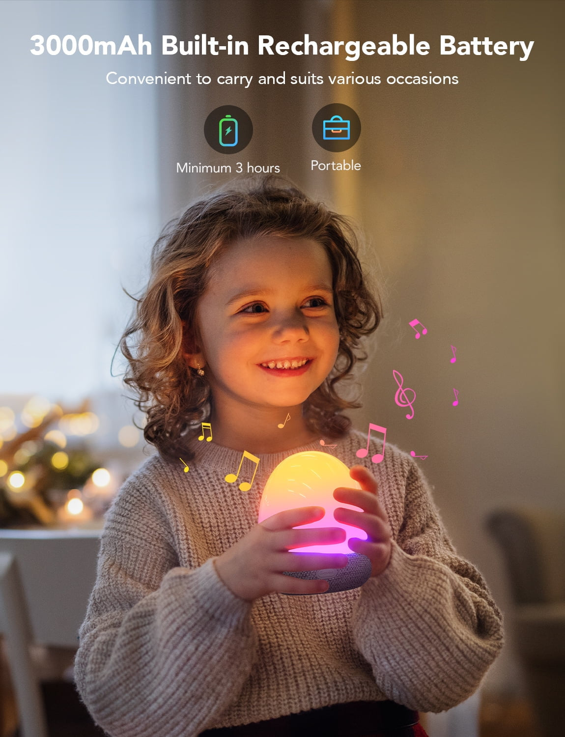 RGBIC Smart Night Light, Color-Changing LED, Wifi + Bluetooth Control, Adjustable Brightness, Bedside Lamp, Voice & App Control